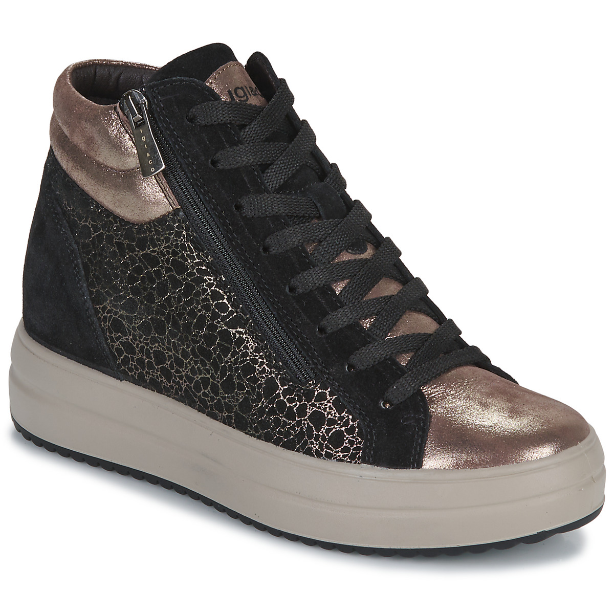 Chaussures Femme Baskets montantes IgI&CO DONNA SHIRLEY Noir / Bronze