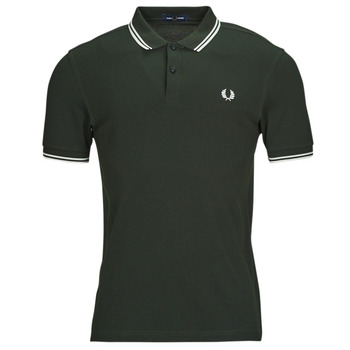 Vêtements Homme Polos manches courtes Fred Perry TWIN TIPPED FRED PERRY SHIRT Vert / Blanc