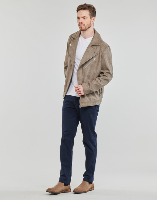 Jack & Jones JJROCKY FAUX SUEDE BIKER JACKET Beige 