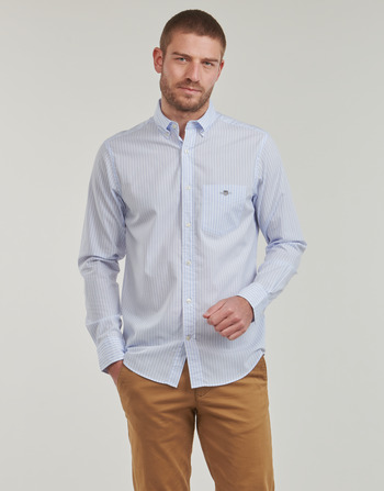 Vêtements Homme Chemises manches longues Gant REG POPLIN STRIPE SHIRT Blanc / Bleu
