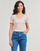 Vêtements Femme T-shirts manches courtes Calvin Klein Jeans WOVEN LABEL RIB V-NECK TEE Beige