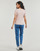 Vêtements Femme T-shirts manches courtes Calvin Klein Jeans WOVEN LABEL RIB V-NECK TEE Beige