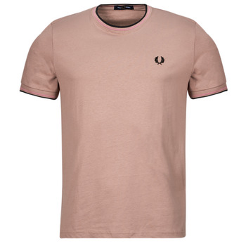 Vêtements Homme T-shirts manches courtes Fred Perry TWIN TIPPED T-SHIRT Rose / Noir