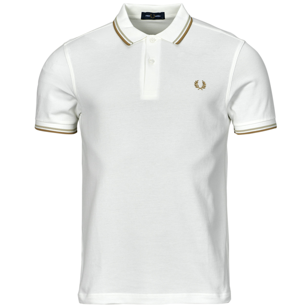 Vêtements Homme Polos manches courtes Fred Perry TWIN TIPPED FRED PERRY SHIRT Blanc / Beige