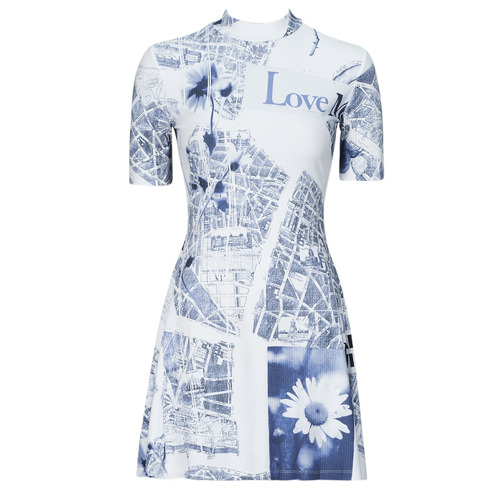 Vêtements Femme Robes courtes Desigual VEST_CLAVELITOS_ L Blanc / Bleu