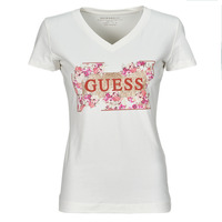Vêtements Femme T-shirts manches courtes Guess LOGO FLOWERS Beige