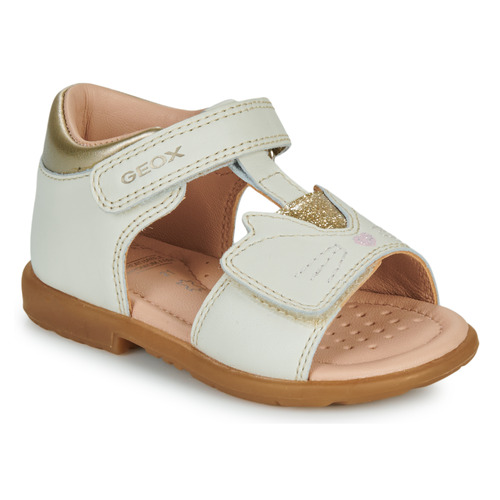 Chaussures Fille Sandales et Nu-pieds Geox B VERRED Blanc / Doré