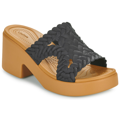 Chaussures Femme Mules Crocs Brooklyn Woven Slide Heel Noir