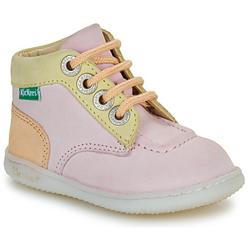 Chaussures Fille Baskets montantes Kickers KICKICONIC Rose / Jaune / Abricot