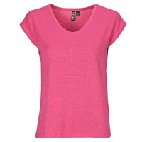 Vêtements Femme T-shirts manches courtes Pieces PCBILLO TEE LUREX STRIPES Rose