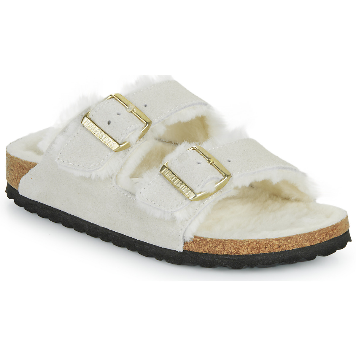 Chaussures Femme Mules BIRKENSTOCK Arizona Shearling LEVE Antique White LAF Beige