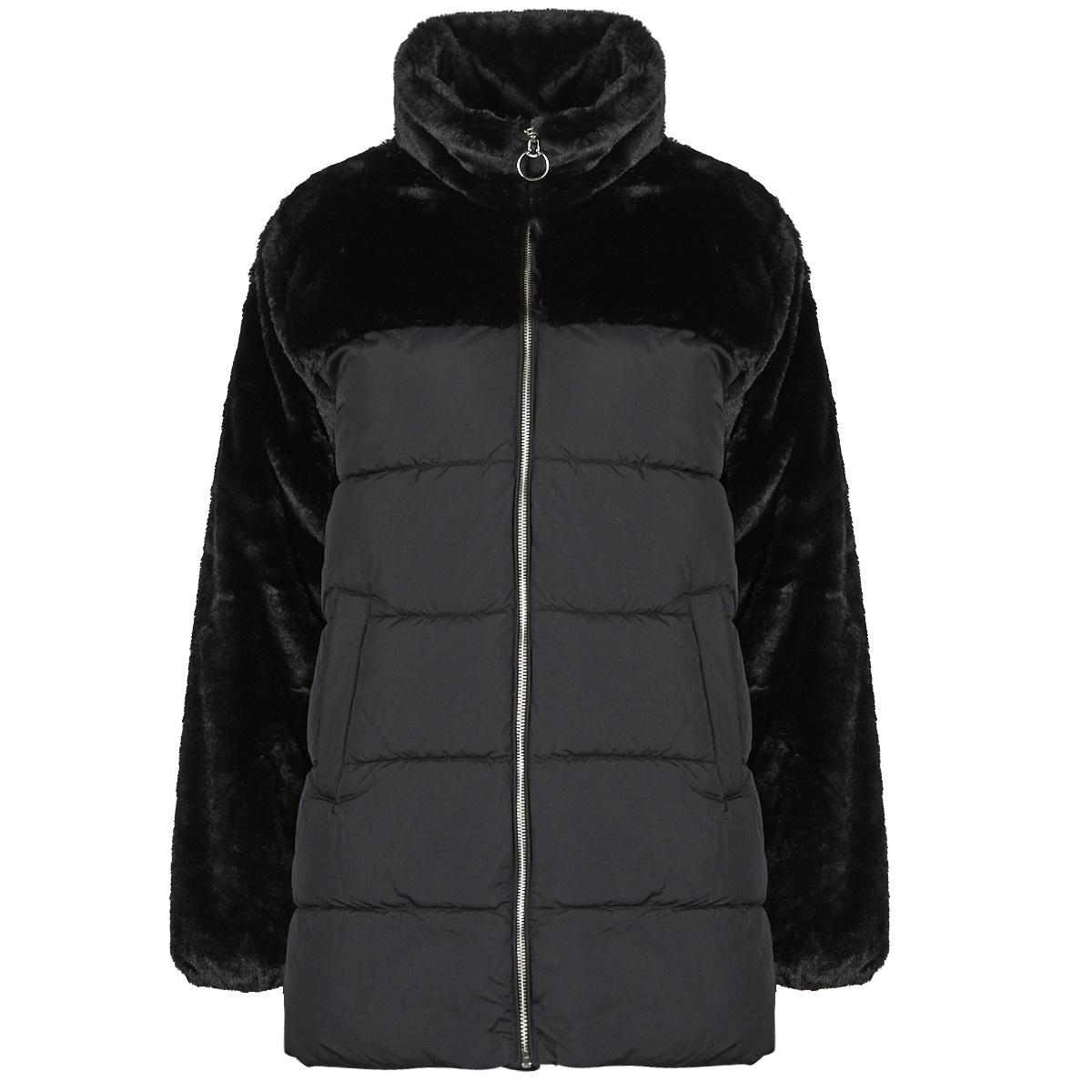 Vêtements Femme Doudounes Only ONLWANJA FUR PUFFER MIX COAT CC OTW Noir