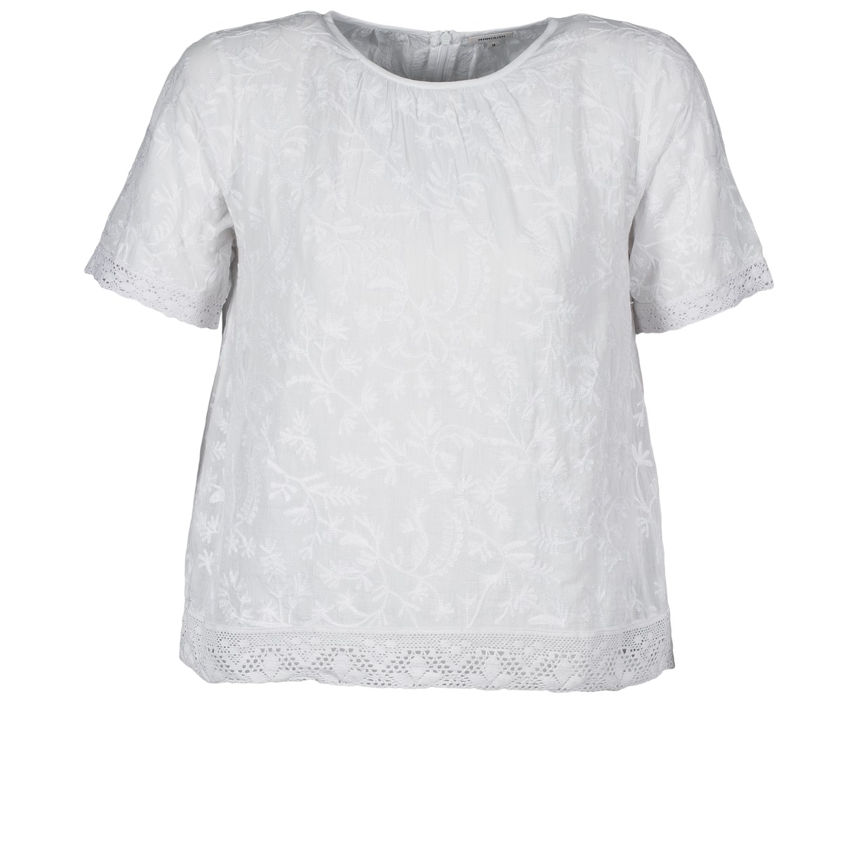 Vêtements Femme T-shirts manches courtes Manoush COTONNADE SMOCKEE Blanc
