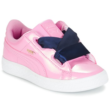 Chaussures Fille Baskets basses Puma BASKET HEART PATENT PS Rose / Marine